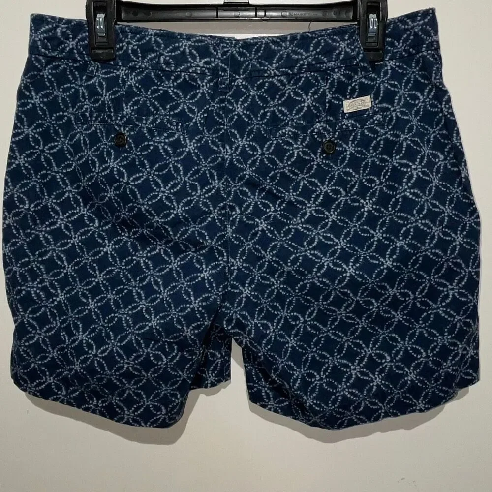 Lauren Jeans Co. Women's Blue‎ Geometric Drawstring Cotton Casual Shorts Size 8